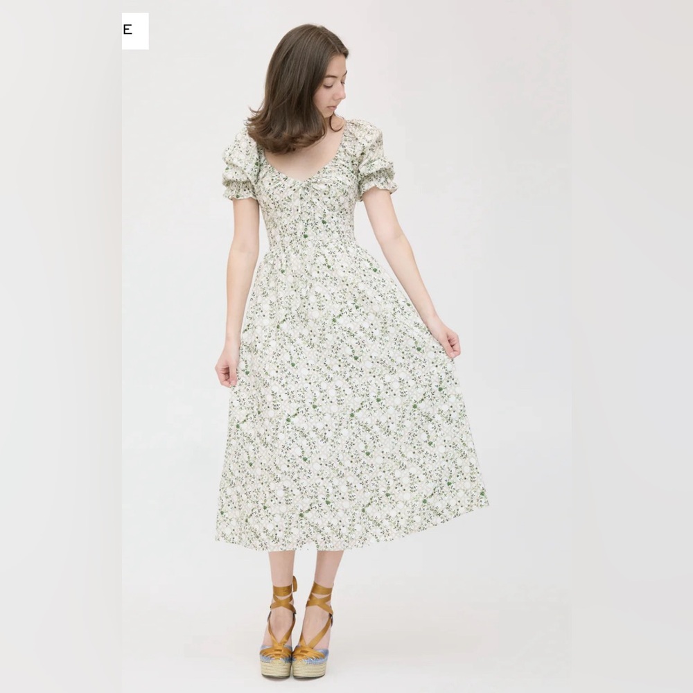 NWT Hill House Home Ophelia Midi Dress Sand Basketweave Vine